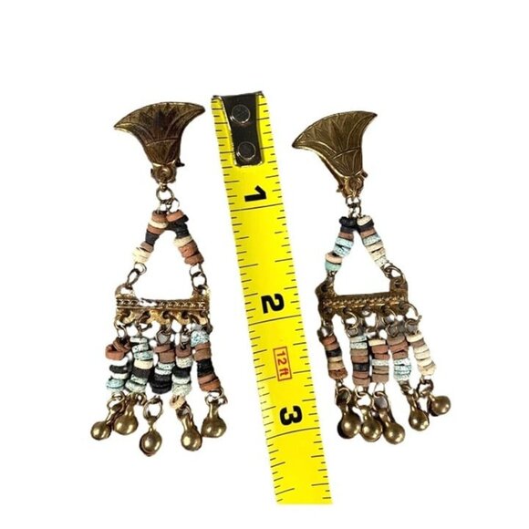 Vintage Egyptian Faience Beads Necklace with matching Clip Earrings Set Jewelry - Picture 4 of 8
